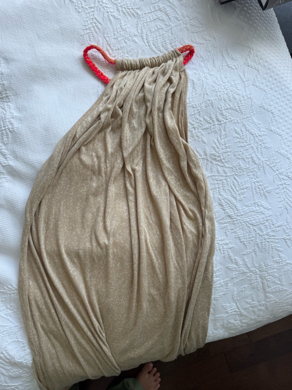 Pitusa Beige Maxi Dress with Coral Straps